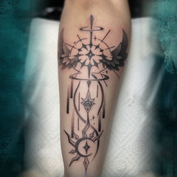 Tattoo ✨ Destiny Written in the Stars! ✨ in other motif and dotwork style On the arm