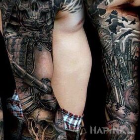 Tattoo Fallen samurai on the forearm motif: 3D style: japanese / irezumi