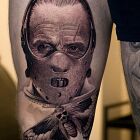 Hannibal Lecter in black and gray