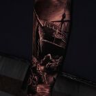 Wrak statku – tatuaż black&grey