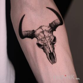 Tattoo Skull on the forearm motif: skulls style: realistic