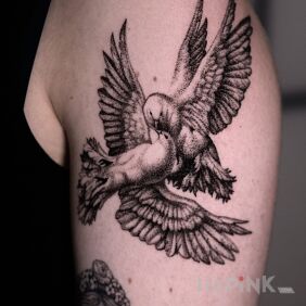 Tattoo Doves:) on the upper arm motif: animals style: realistic