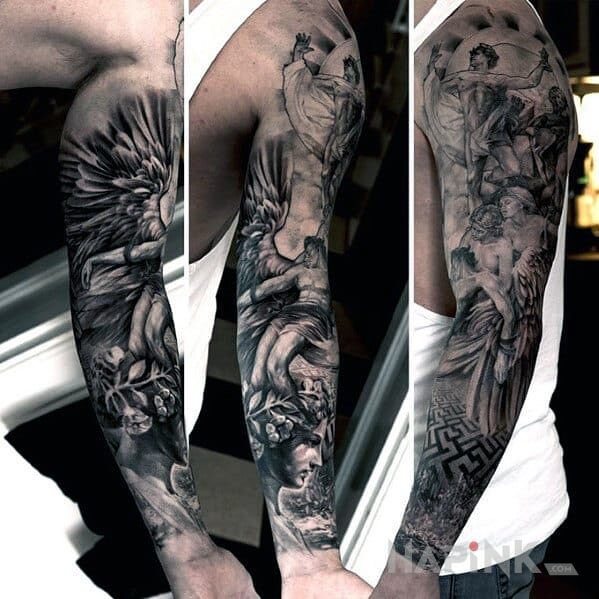 Tattoo Rękaw z aniołami in angels motif on the forearm