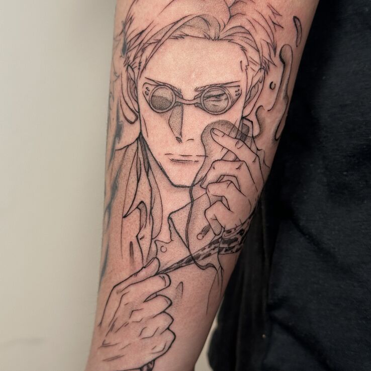 Tattoo Kento Nanami (Jujutsu Kaisen) in manga / anime motif and sketch style On the arm