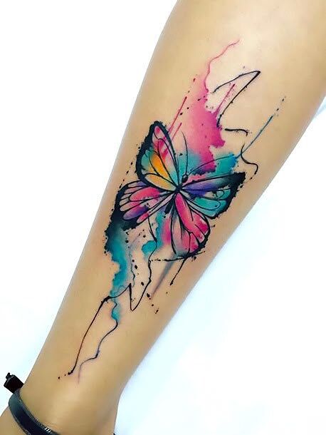 kolorowy tatuaż motyl watercolor