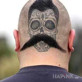 Tattoo Head with you on the head motif: funny style: graphic / illustrative
