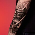 Realistic Samurai Black & Grey Tattoo