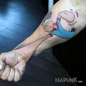 Tattoo Papaya palm On the arm motif: funny style: cartoon / comic book