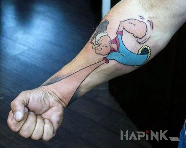 Tattoo Papaya palm in colorful motif and cartoon / comic book style on the forearm