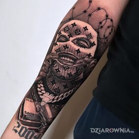 Tatuaż Real Gangsta shit na ręce motyw: 3D styl: realistyczne