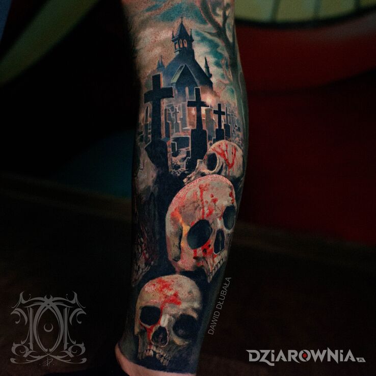 Tatuaż Brain eater zombie w motywie mroczne i stylu realistyczne na łydce