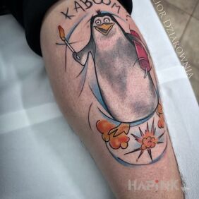 Tattoo For fun 🙂 on the leg motif: funny style: cartoon / comic book