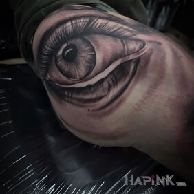 Tattoo Beginning..... on the hip motif: black and gray style: realistic
