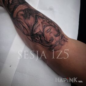 Tattoo Slavic god Yarilo part 1 On the arm motif: characters style: realistic