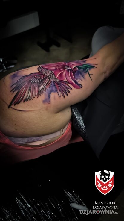 Tatuaż Kolor tattoo w motywie zwierzęta i stylu watercolor na barku