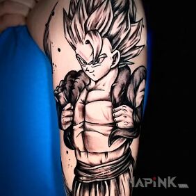 Tattoo Dragon Ball on the upper arm motif: manga / anime style: graphic / illustrative