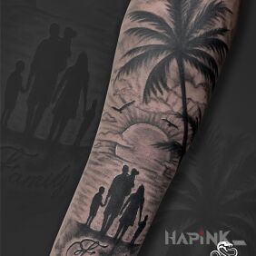 Tattoo Family is a direction, not a place 🌅 On the arm motif: characters style: graphic / illustrative