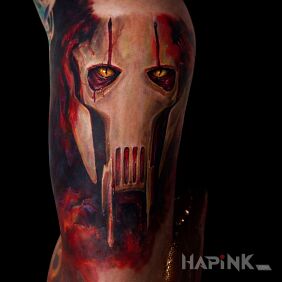 Tattoo General Grievous on the leg motif: characters style: realistic