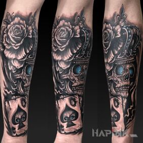 Tattoo Skull - cover On the arm motif: cover-up style: realistic