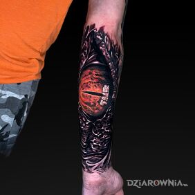 Tatuaż Oko smoka na przedramieniu motyw: 3D styl: realistyczne