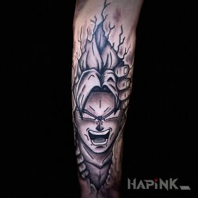 Tattoo Dragon Ball On the arm motif: ripped skin style: graphic / illustrative