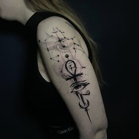 Tattoo Eye of Horus constellation sign of life on the upper arm motif: other style: graphic / illustrative