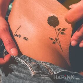 Tattoo Love Me intimate motif: lettering style: graphic / illustrative