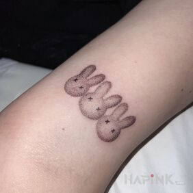 Tattoo Bunny dotwork On the arm style: graphic / illustrative