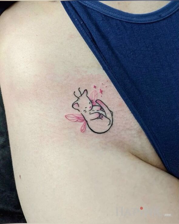 Tattoo Cat Fairy in animals motif and graphic / illustrative style intimate
