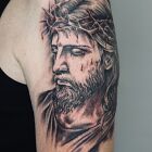 Jesus with a bleeding crown of thorns