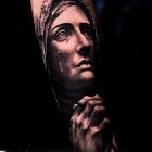 Virgin Mary - Black and white tattoo.