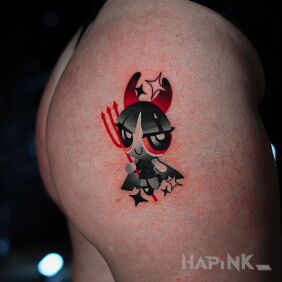 Tattoo Powerpuff Girls on Point! on the buttocks motif: colorful style: graphic / illustrative