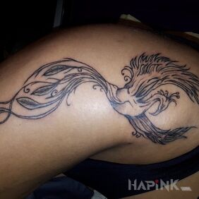 Tattoo Phoenix on the leg motif: animals