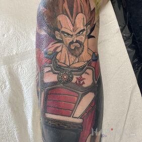 Tattoo King Vegeta (Father theme) On the arm motif: characters style: cartoon / comic book