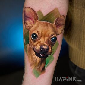 Tattoo Dog Portrait 2 on the forearm motif: animals style: realistic