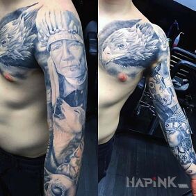 Tattoo Indian glove on the upper arm motif: Indian style: realistic