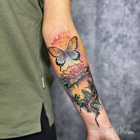 Tattoo Tattoo inspired by the client's dream on the forearm motif: flowers style: graphic / illustrative