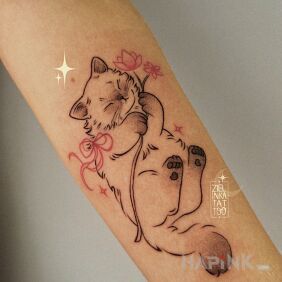 Tattoo Sweet Kitty On the arm motif: animals style: graphic / illustrative