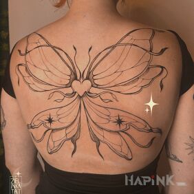Tattoo Magical Wings on the shoulder blades motif: fantasy style: graphic / illustrative