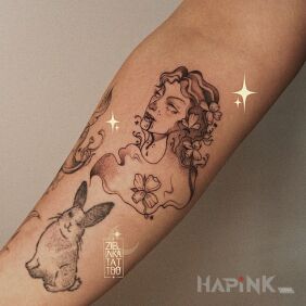 Tattoo Vampire with flowers On the arm motif: demons style: graphic / illustrative