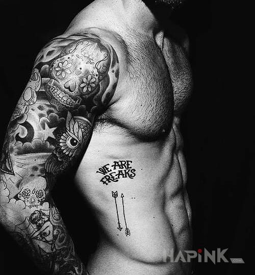 Tattoo Misz masz in lettering motif on the forearm