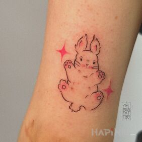 Tattoo Cute bunny On the arm motif: animals style: minimalistic