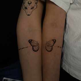Tattoo Matching butterfly On the arm motif: butterflies style: minimalistic