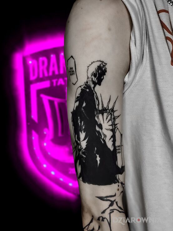 Tatuaż Ichigo Cover w motywie mroczne i stylu blackwork / blackout na ręce