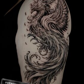 Tattoo Phoenix on the upper arm motif: animals style: graphic / illustrative