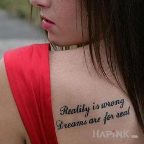 Tattoo The thing about dreams on the shoulder blades motif: lettering