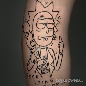 Tatuaż Typowy Rick na łydce motyw: śmieszne styl: kreskówkowe / komiksowe