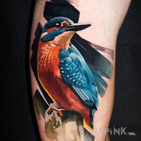 Tattoo Azure Kingfisher On the arm motif: nature style: realistic