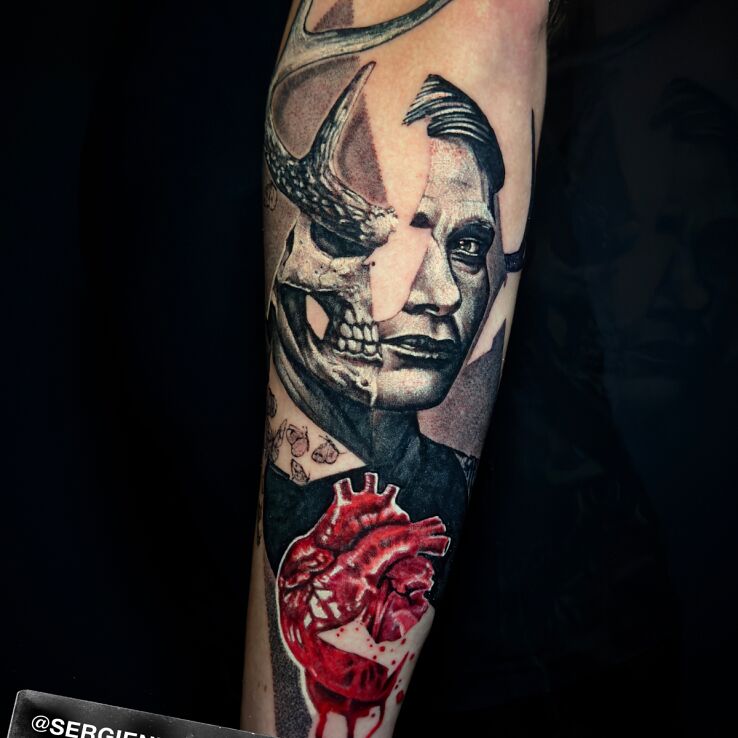 Tattoo Serialowy Hannibal in anatomical motif and surrealistic style on the forearm