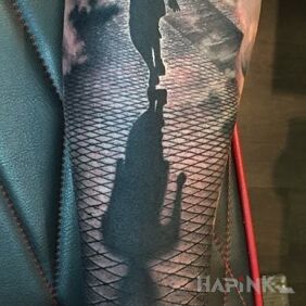 Tattoo Shadow on the forearm motif: characters